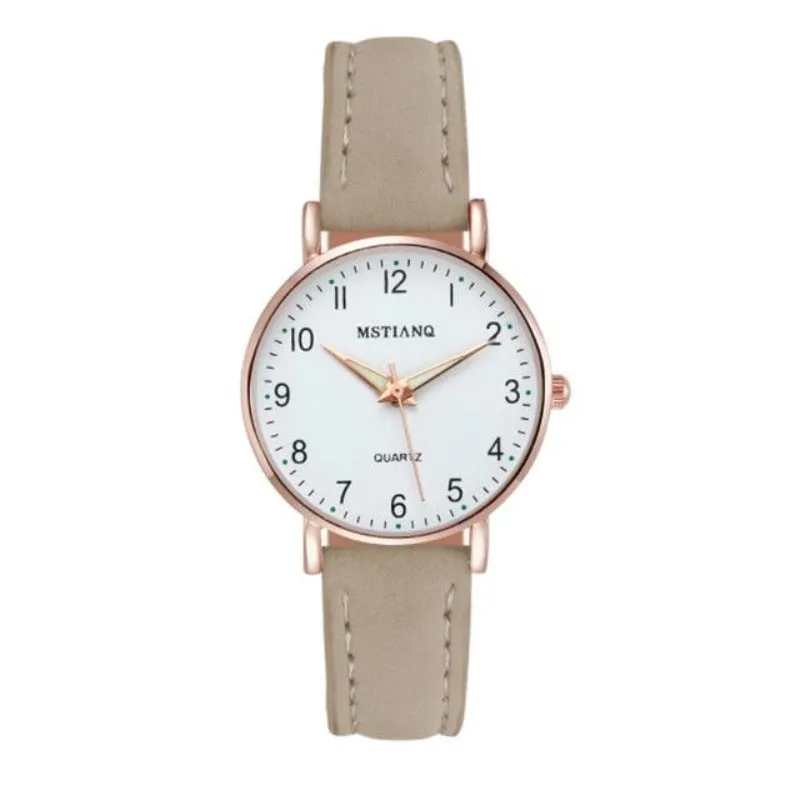 Women's Simple Leather Quartz Wristwatch