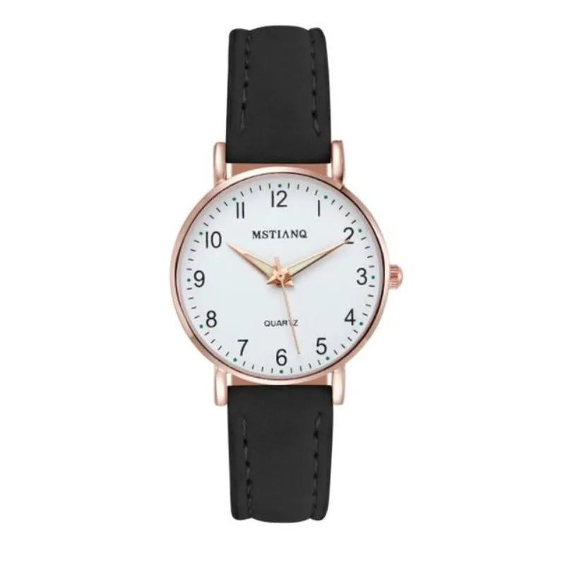 Women's Simple Leather Quartz Wristwatch