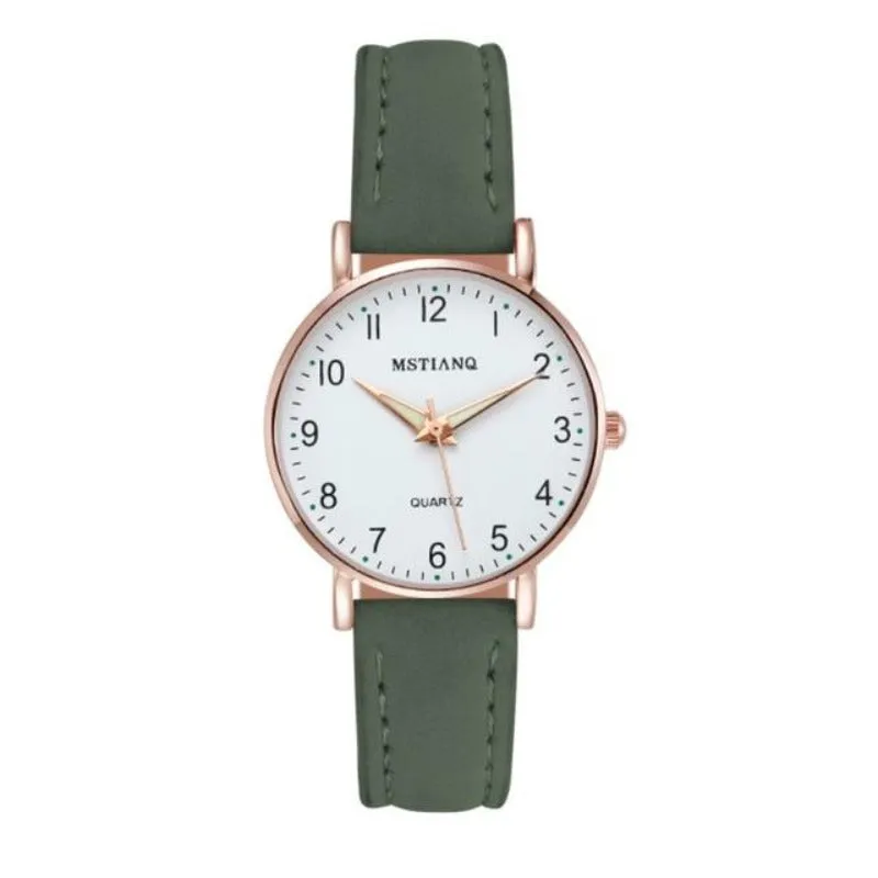 Women's Simple Leather Quartz Wristwatch