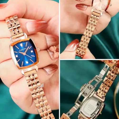 Women's Square Classic Small Luxury Diamond Quartz Wrist Watch