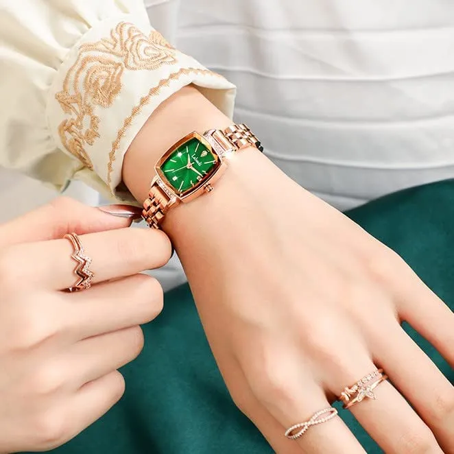 Women's Square Classic Small Luxury Diamond Quartz Wrist Watch