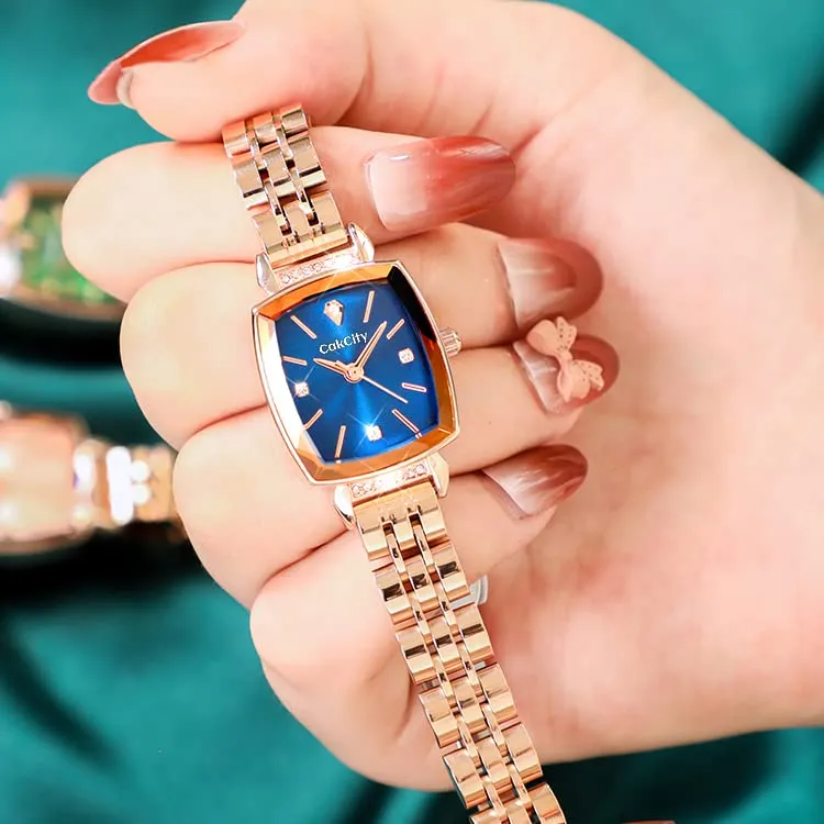 Women's Square Classic Small Luxury Diamond Quartz Wrist Watch