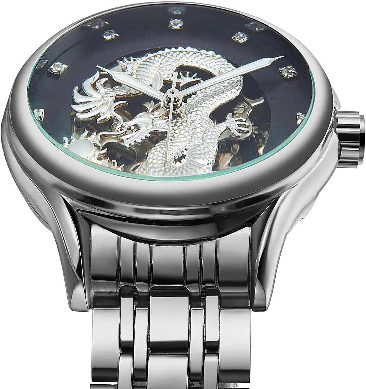 Women's Waterproof Mechanical Watch Dragon Dial Automatic Classic Vintage Stainless Steel Watch