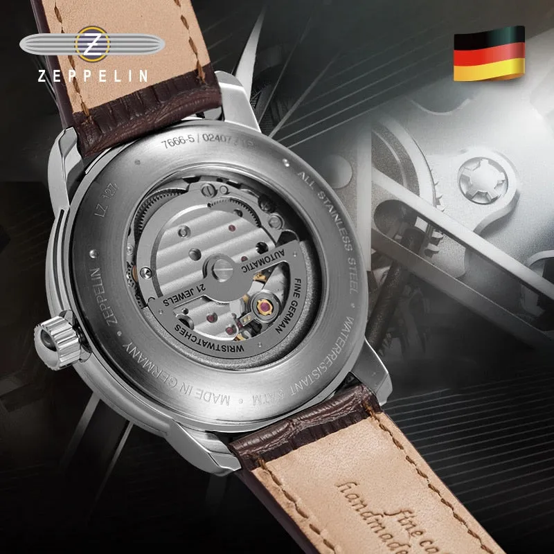 ZEPPELIN 7666 German watch men&#39;s mechanical watch business waterproof ultra-thin retro simple niche light luxury couples watch